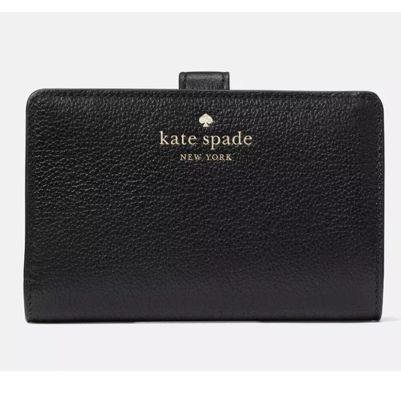 New Kate Spade Elsie Medium Compact Bifold Wallet Leather Black - Picture 1 of 3